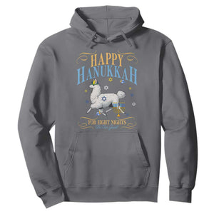 Funny Happy Hanukkah Llama Be Our Guest For Eight Nights Gift Hoodie Funny Hanukkah Gift TS12 Charcoal Print Your Wear