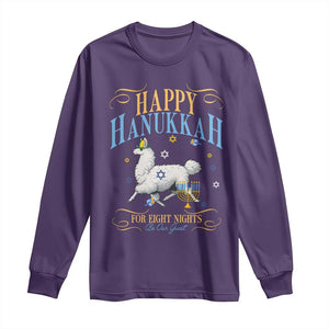 Funny Happy Hanukkah Llama Be Our Guest For Eight Nights Gift Long Sleeve Shirt Funny Hanukkah Gift TS12 Purple Print Your Wear