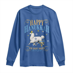 Funny Happy Hanukkah Llama Be Our Guest For Eight Nights Gift Long Sleeve Shirt Funny Hanukkah Gift TS12 Royal Blue Print Your Wear