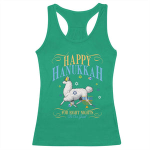 Funny Happy Hanukkah Llama Be Our Guest For Eight Nights Gift Racerback Tank Top Funny Hanukkah Gift TS12 Irish Green Print Your Wear