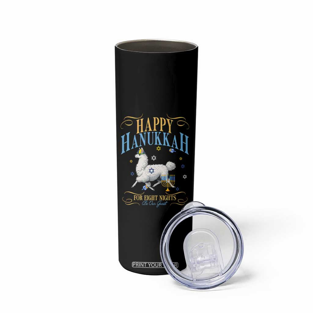 Funny Happy Hanukkah Llama Be Our Guest For Eight Nights Gift Skinny Tumbler Funny Hanukkah Gift TS12 Print Your Wear