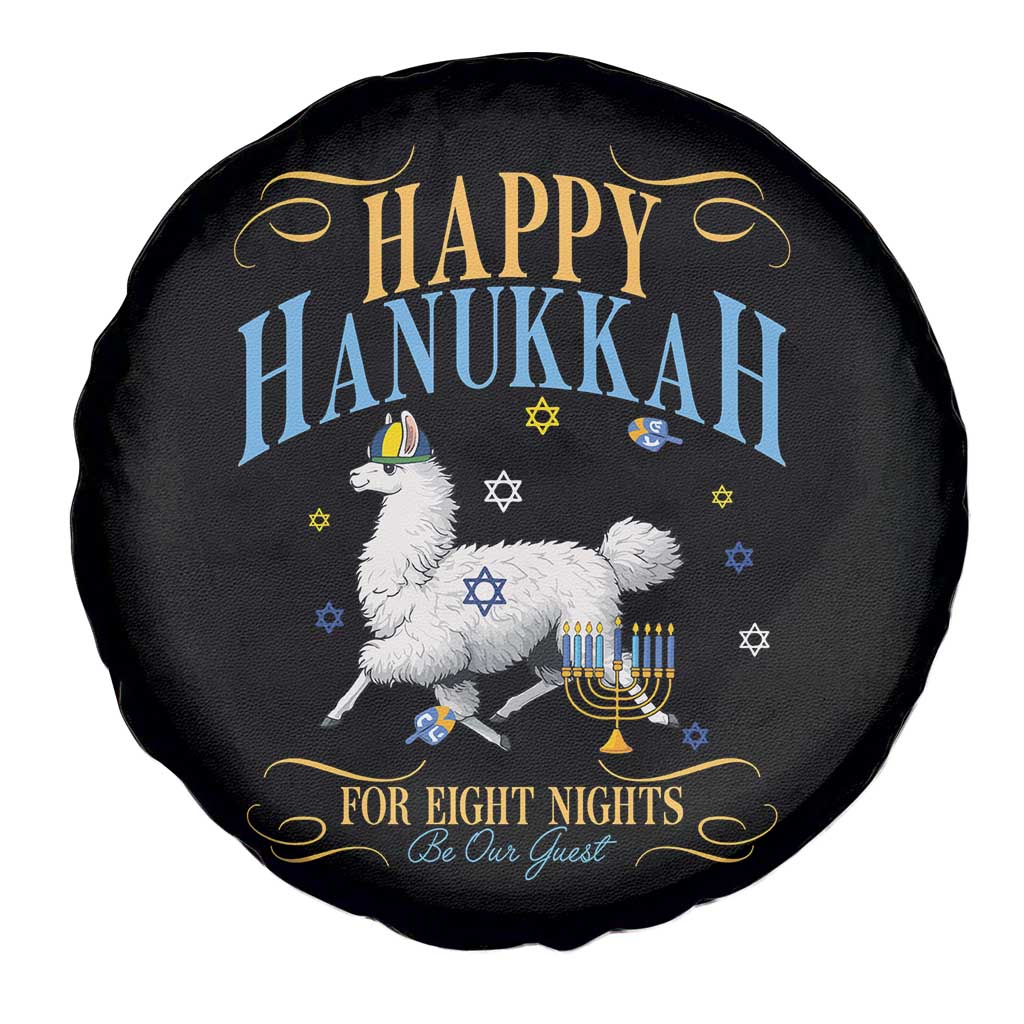 Funny Happy Hanukkah Llama Be Our Guest For Eight Nights Gift Spare Tire Cover Funny Hanukkah Gift - Print Your Wear