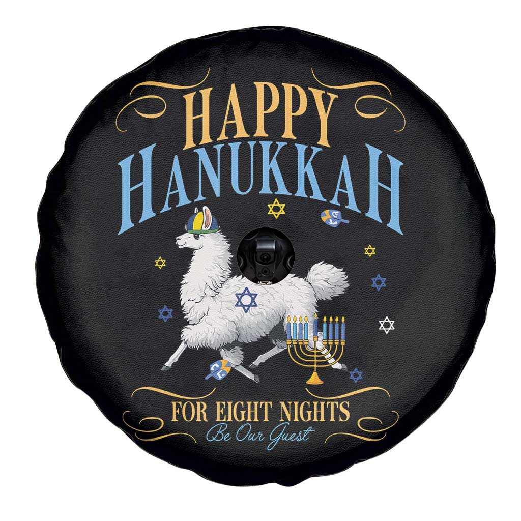 Funny Happy Hanukkah Llama Be Our Guest For Eight Nights Gift Spare Tire Cover Funny Hanukkah Gift - Print Your Wear