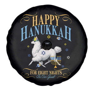 Funny Happy Hanukkah Llama Be Our Guest For Eight Nights Gift Spare Tire Cover Funny Hanukkah Gift - Print Your Wear