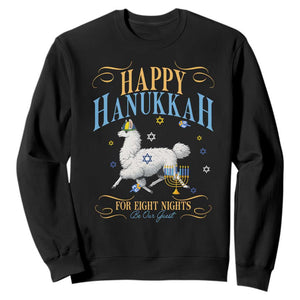 Funny Happy Hanukkah Llama Be Our Guest For Eight Nights Gift Sweatshirt Funny Hanukkah Gift TS12 Black Print Your Wear