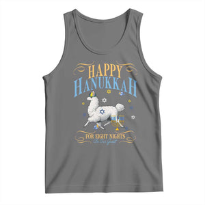 Funny Happy Hanukkah Llama Be Our Guest For Eight Nights Gift Tank Top Funny Hanukkah Gift TS12 Black Heather Print Your Wear