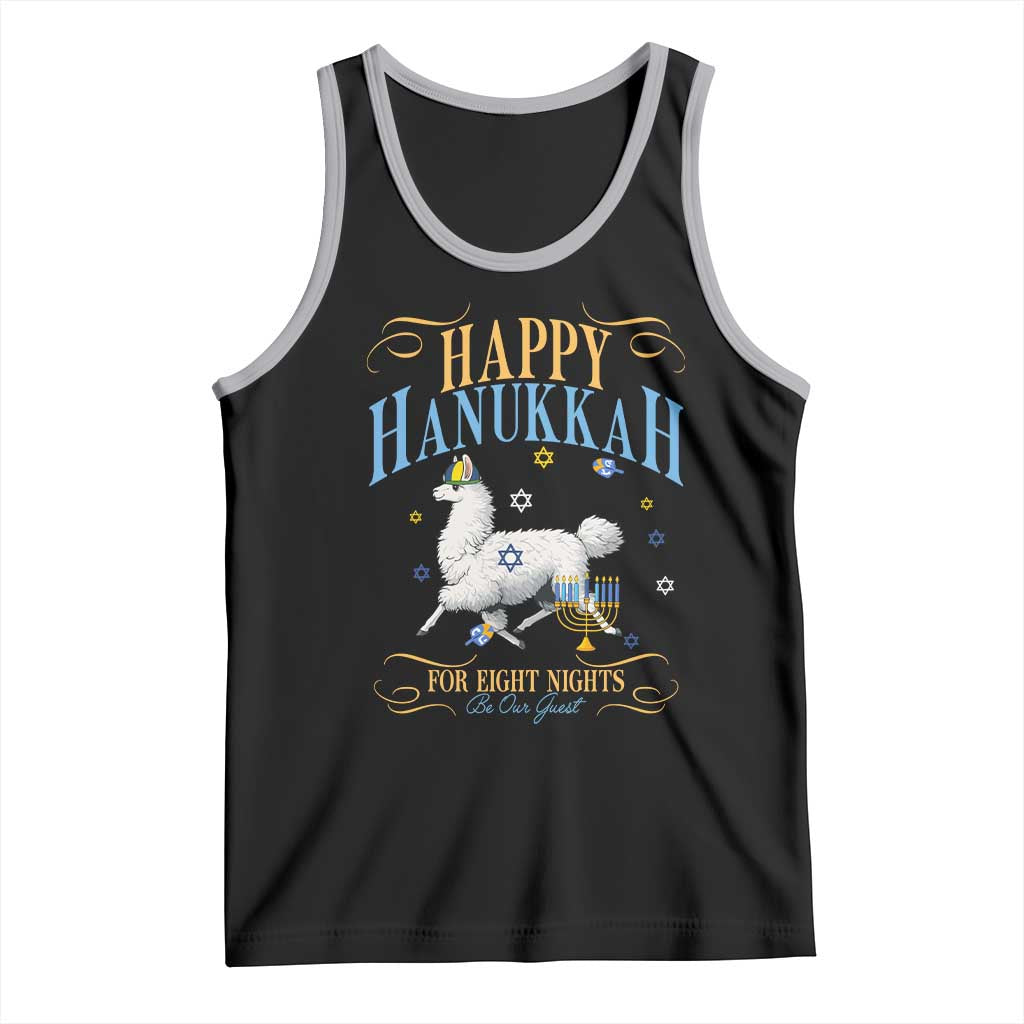 Funny Happy Hanukkah Llama Be Our Guest For Eight Nights Gift Tank Top Funny Hanukkah Gift TS12 Black Athletic Heather Print Your Wear
