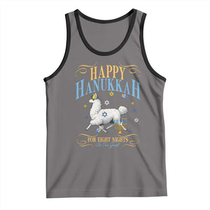 Funny Happy Hanukkah Llama Be Our Guest For Eight Nights Gift Tank Top Funny Hanukkah Gift TS12 Deep Heather Black Print Your Wear