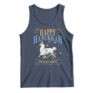 Funny Happy Hanukkah Llama Be Our Guest For Eight Nights Gift Tank Top Funny Hanukkah Gift TS12 Navy Print Your Wear