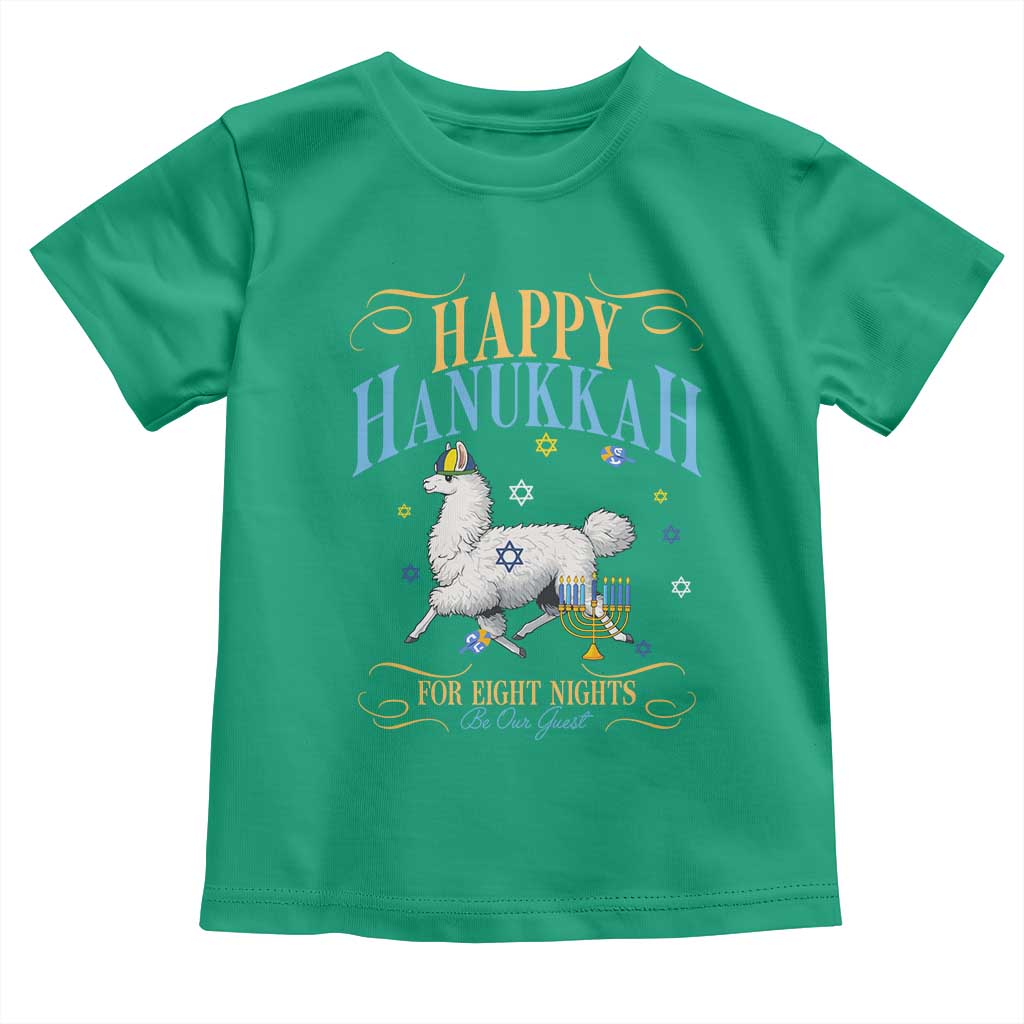 Funny Happy Hanukkah Llama Be Our Guest For Eight Nights Gift Toddler T Shirt Funny Hanukkah Gift TS12 Irish Green Print Your Wear