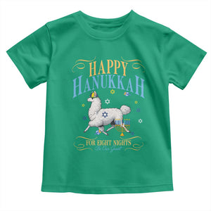 Funny Happy Hanukkah Llama Be Our Guest For Eight Nights Gift Toddler T Shirt Funny Hanukkah Gift TS12 Irish Green Print Your Wear