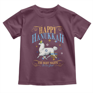 Funny Happy Hanukkah Llama Be Our Guest For Eight Nights Gift Toddler T Shirt Funny Hanukkah Gift TS12 Maroon Print Your Wear