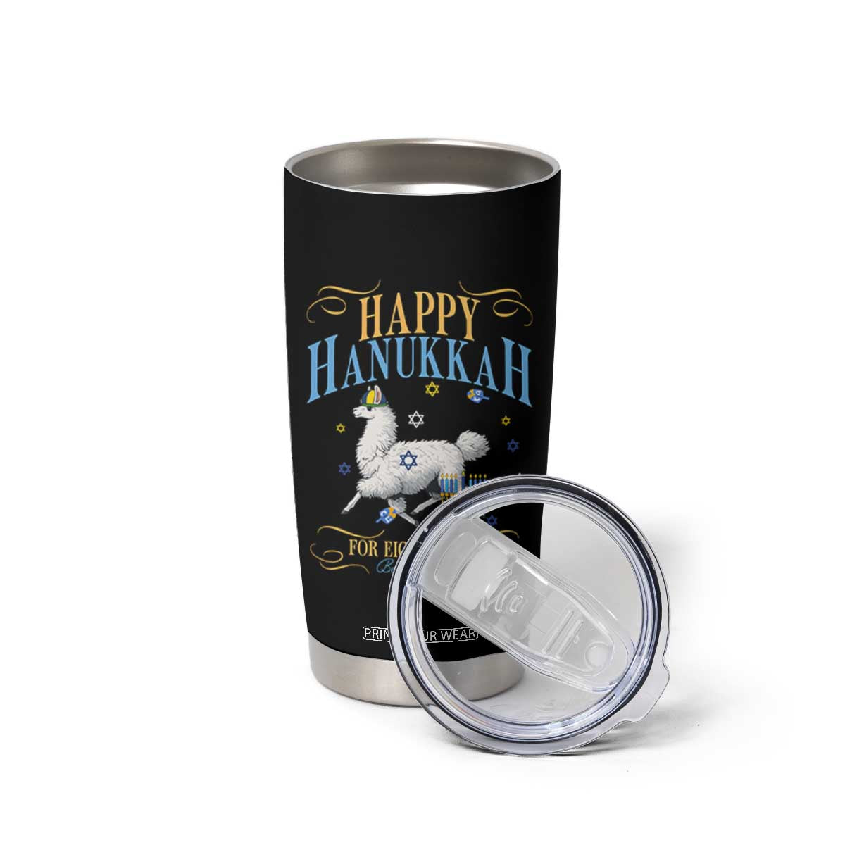 Funny Happy Hanukkah Llama Be Our Guest For Eight Nights Gift Tumbler Cup Funny Hanukkah Gift TS12 Print Your Wear
