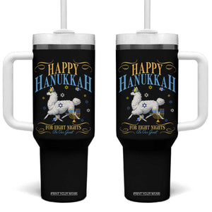 Funny Happy Hanukkah Llama Be Our Guest For Eight Nights Gift Tumbler With Handle Funny Hanukkah Gift TS12 One Size: 40 oz Black Print Your Wear