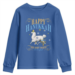 Funny Happy Hanukkah Llama Be Our Guest For Eight Nights Gift Youth Sweatshirt Funny Hanukkah Gift TS12 Royal Blue Print Your Wear