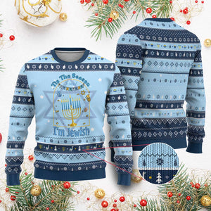 Funny Chanukkah Gift Hanukkah Ugly Sweater Tis The Season To Remind Everyone Im Jewish TS12 Light Blue Navy Print Your Wear