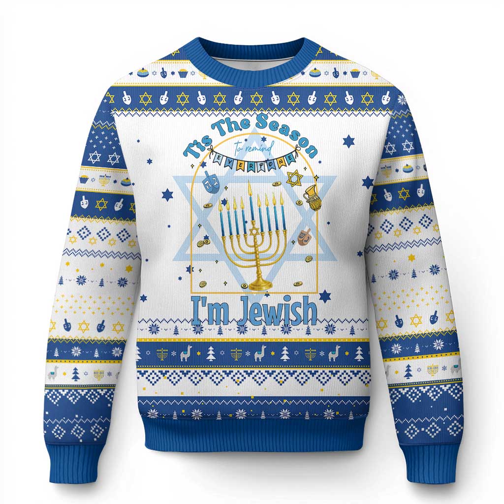 Funny Chanukkah Gift Hanukkah Ugly Sweater Tis The Season To Remind Everyone Im Jewish TS12 White Royal Blue Print Your Wear