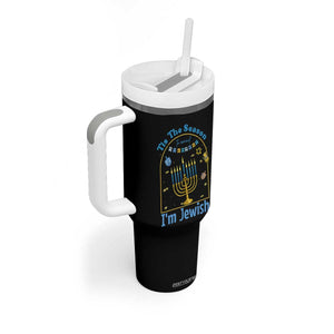 Funny Hanukkah Gift Tumbler With Handle Tis The Season To Remind Everyone Im Jewish TS12 Print Your Wear