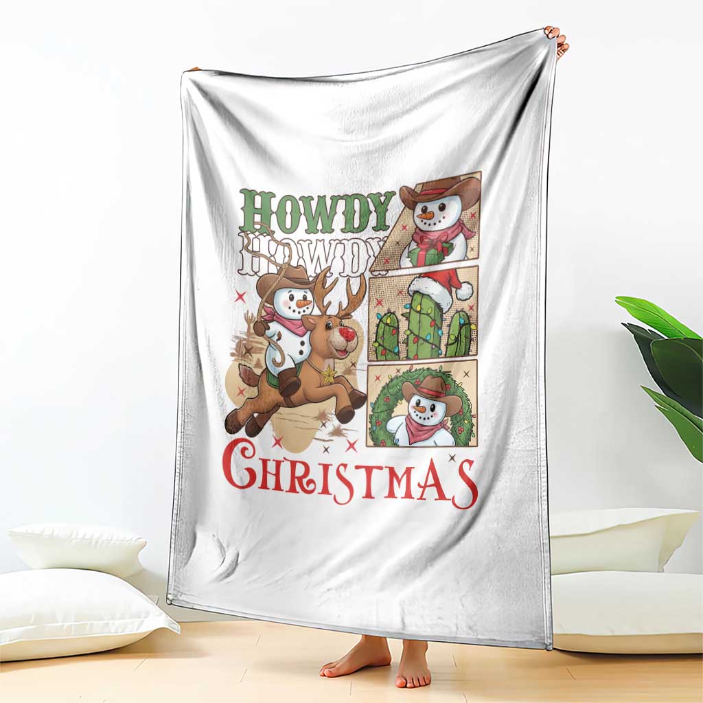Funny Snowman Cowboy Howdy Christmas Throw Blanket Western Holiday Gift TS12 Print Your Wear