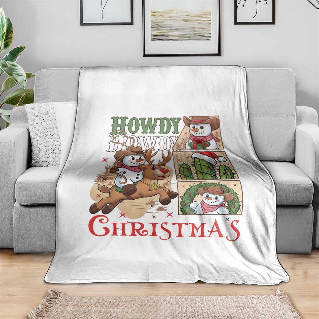 Funny Snowman Cowboy Howdy Christmas Throw Blanket Western Holiday Gift TS12 Print Your Wear