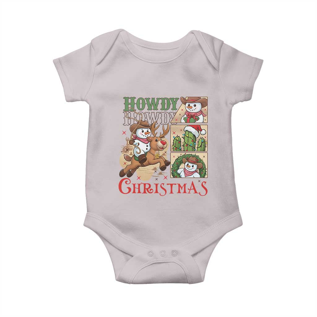 Funny Snowman Cowboy Howdy Christmas Baby Onesie Western Holiday Gift TS12 Ice Gray Print Your Wear