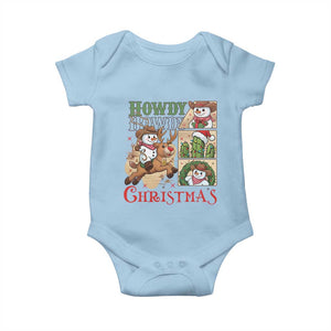 Funny Snowman Cowboy Howdy Christmas Baby Onesie Western Holiday Gift TS12 Light Blue Print Your Wear