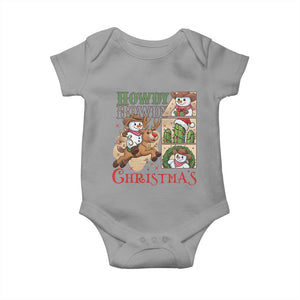 Funny Snowman Cowboy Howdy Christmas Baby Onesie Western Holiday Gift TS12 Sport Gray Print Your Wear