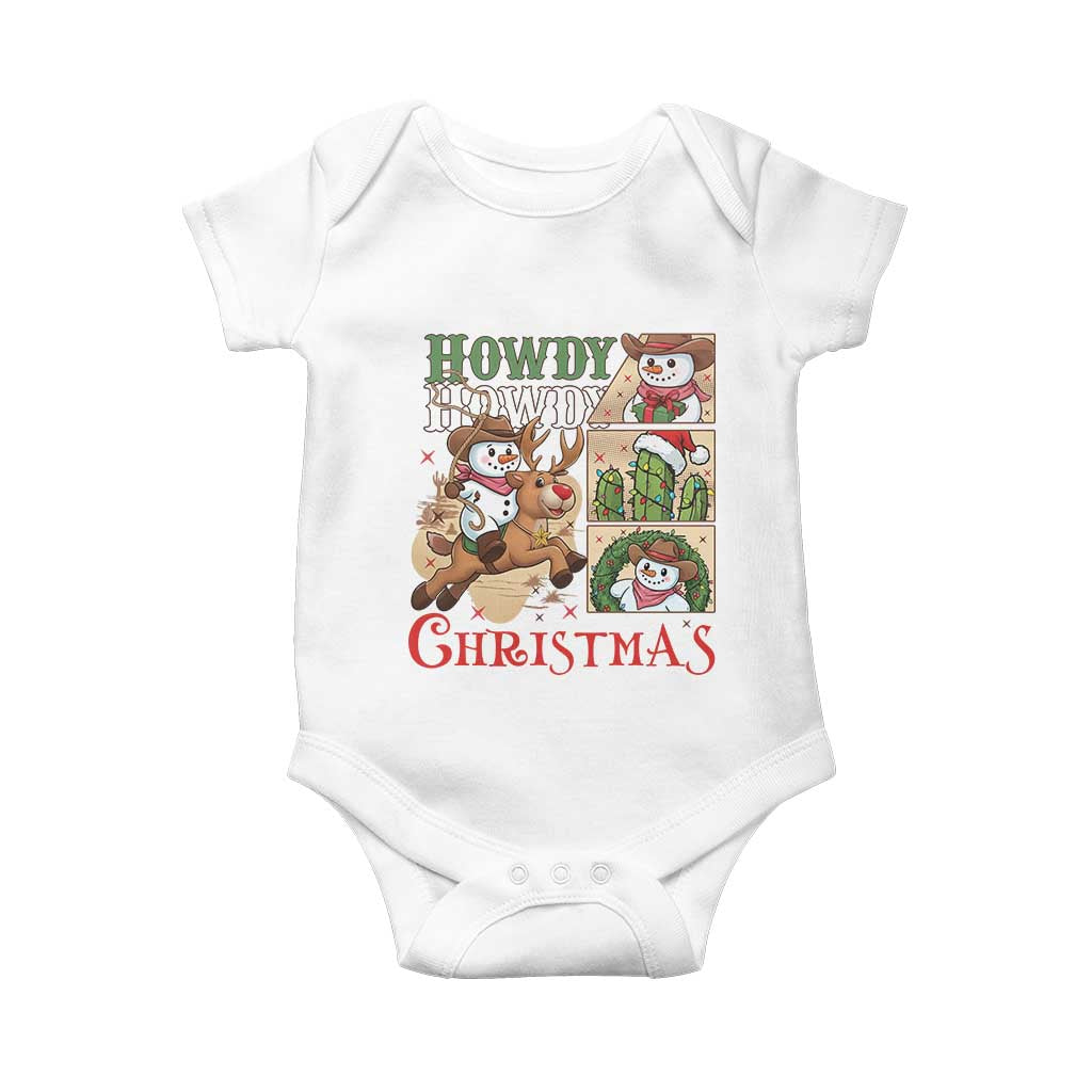 Funny Snowman Cowboy Howdy Christmas Baby Onesie Western Holiday Gift TS12 White Print Your Wear