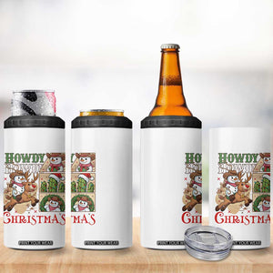 Funny Snowman Cowboy Howdy Christmas 4 in 1 Can Cooler Tumbler Western Holiday Gift TS12 Print Your Wear