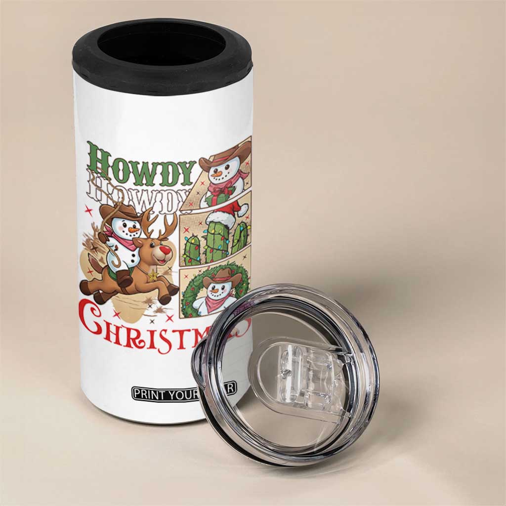 Funny Snowman Cowboy Howdy Christmas 4 in 1 Can Cooler Tumbler Western Holiday Gift TS12 Print Your Wear
