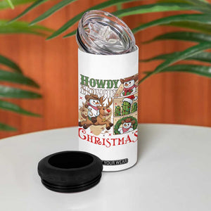 Funny Snowman Cowboy Howdy Christmas 4 in 1 Can Cooler Tumbler Western Holiday Gift TS12 Print Your Wear