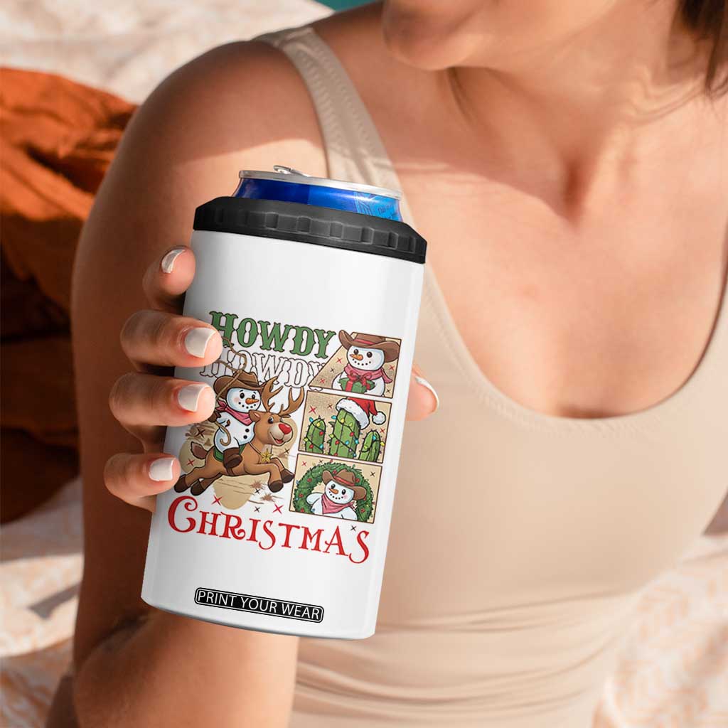 Funny Snowman Cowboy Howdy Christmas 4 in 1 Can Cooler Tumbler Western Holiday Gift TS12 Print Your Wear