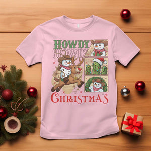 Funny Snowman Cowboy Howdy Christmas T Shirt Western Holiday Gift TS12 Light Pink Print Your Wear