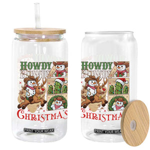 Funny Snowman Cowboy Howdy Christmas Glass Can Western Holiday Gift TS12 Print Your Wear