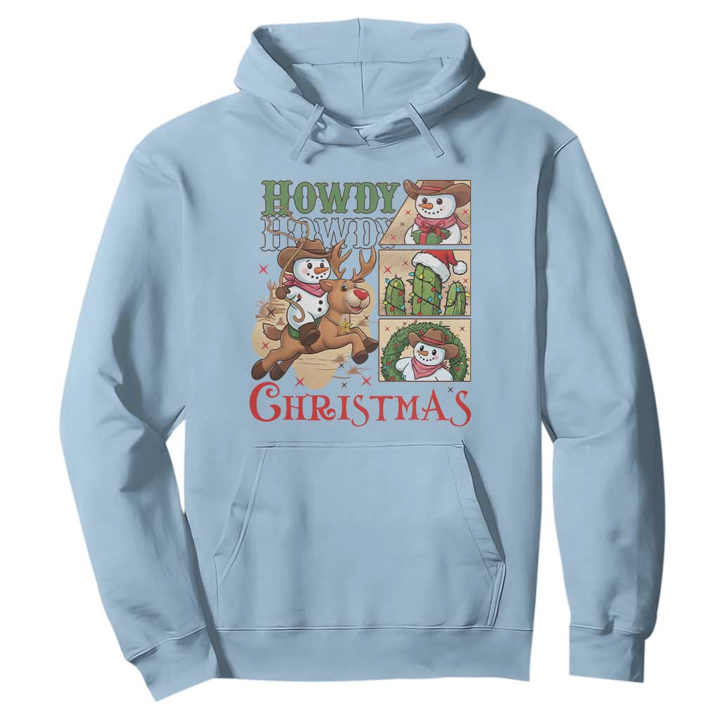 Funny Snowman Cowboy Howdy Christmas Hoodie Western Holiday Gift TS12 Light Blue Print Your Wear