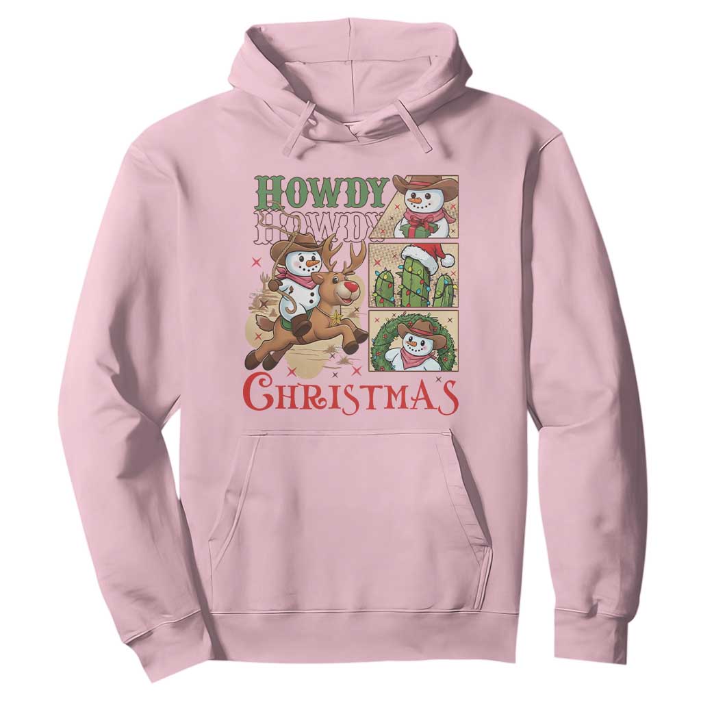 Funny Snowman Cowboy Howdy Christmas Hoodie Western Holiday Gift TS12 Light Pink Print Your Wear