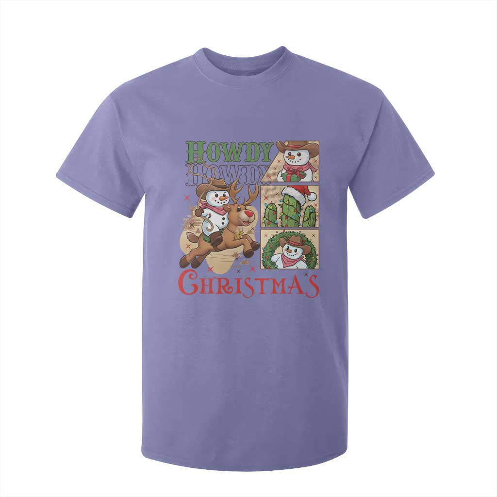 Funny Snowman Cowboy Howdy Christmas T Shirt For Kid Western Holiday Gift TS12 Violet Print Your Wear