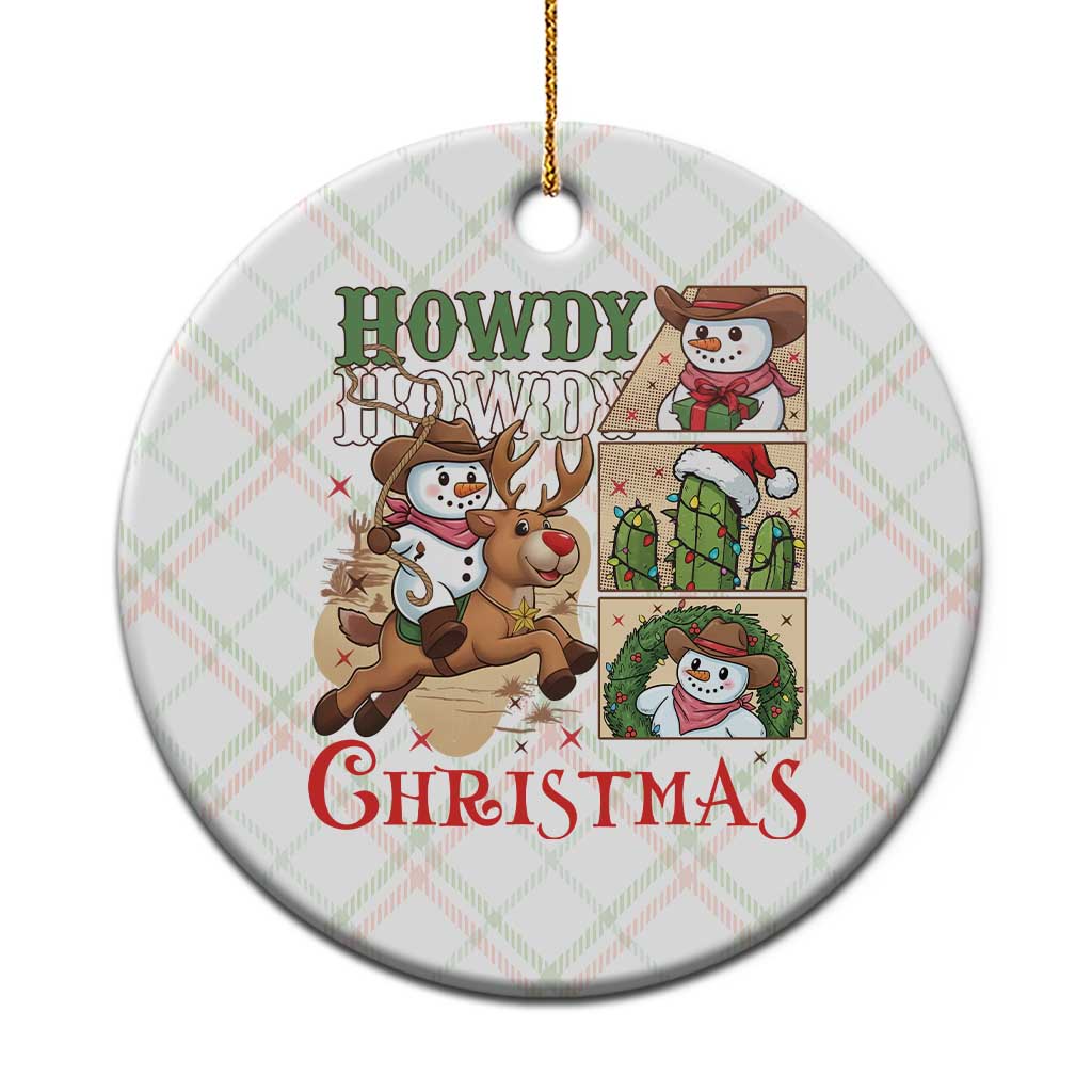 Funny Snowman Cowboy Howdy Christmas Ceramic Ornament Western Holiday Gift TS12 1pc Christmas Plaid Print Your Wear