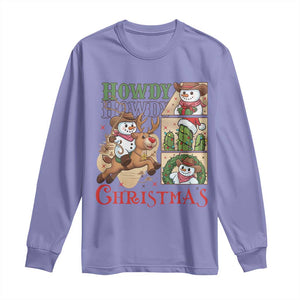 Funny Snowman Cowboy Howdy Christmas Long Sleeve Shirt Western Holiday Gift TS12 Violet Print Your Wear