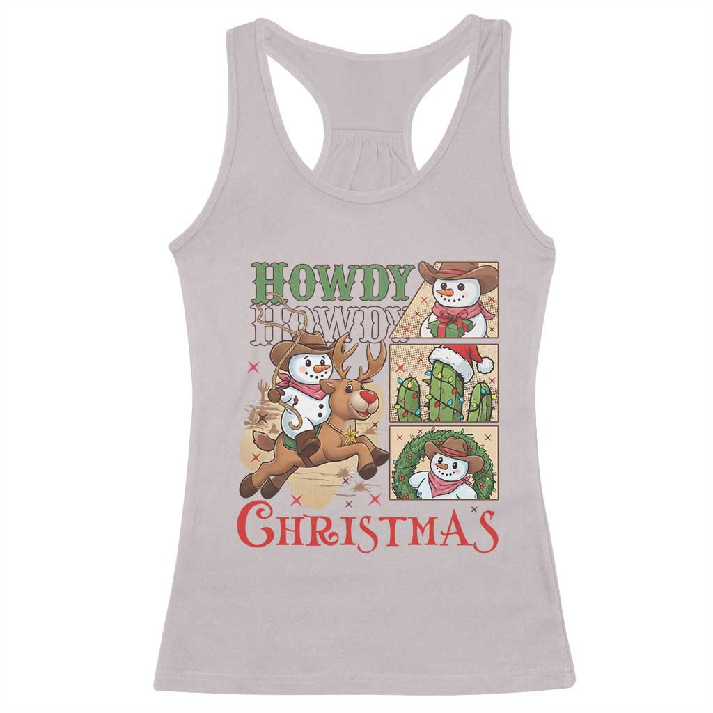 Funny Snowman Cowboy Howdy Christmas Racerback Tank Top Western Holiday Gift TS12 Ice Gray Print Your Wear