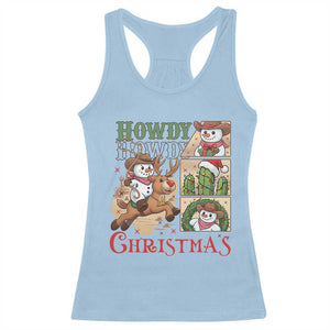 Funny Snowman Cowboy Howdy Christmas Racerback Tank Top Western Holiday Gift TS12 Light Blue Print Your Wear