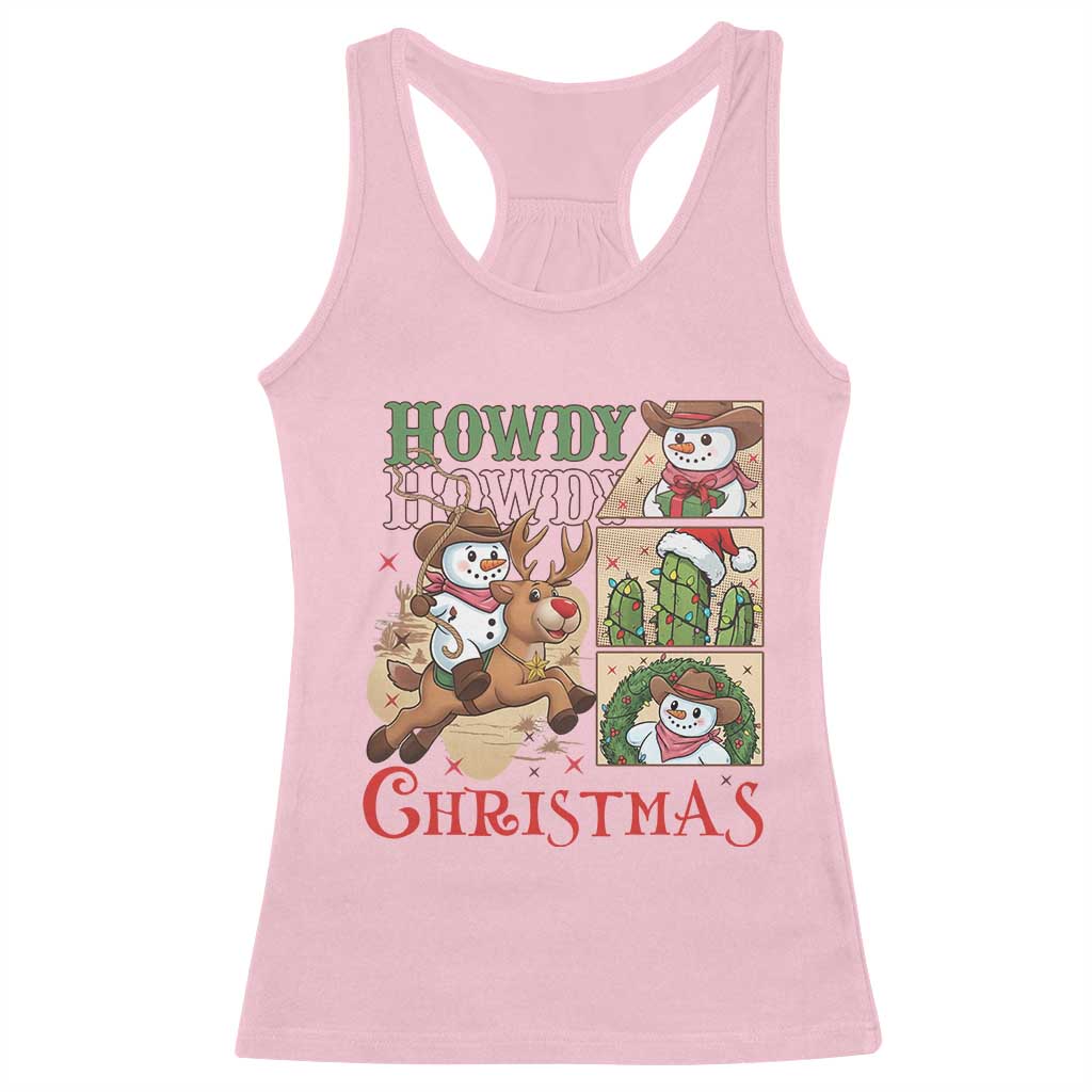 Funny Snowman Cowboy Howdy Christmas Racerback Tank Top Western Holiday Gift TS12 Light Pink Print Your Wear