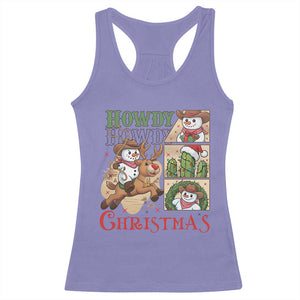Funny Snowman Cowboy Howdy Christmas Racerback Tank Top Western Holiday Gift TS12 Violet Print Your Wear