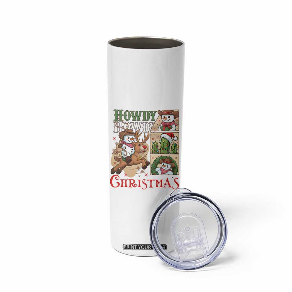 Funny Snowman Cowboy Howdy Christmas Skinny Tumbler Western Holiday Gift TS12 Print Your Wear