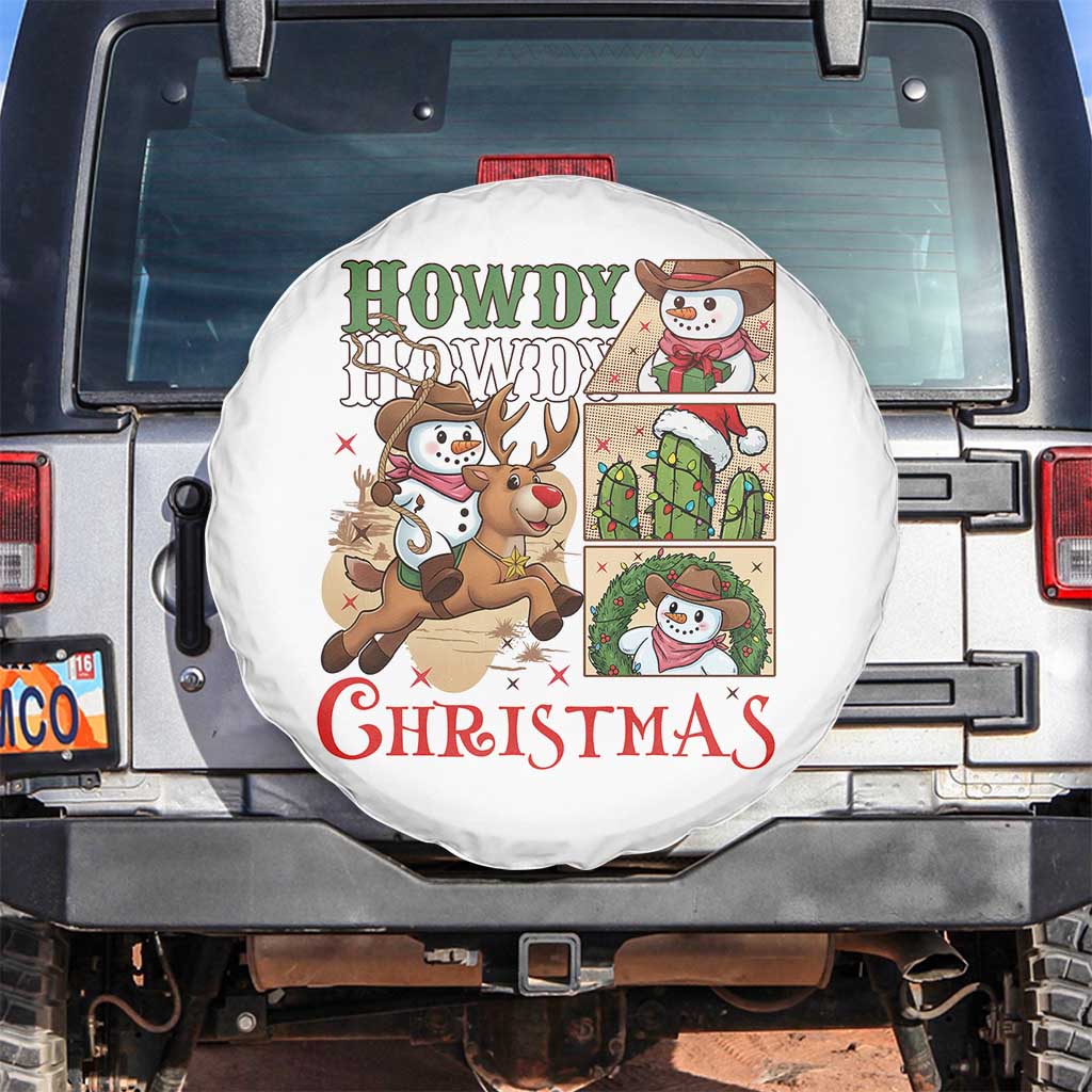 Funny Snowman Cowboy Howdy Christmas Spare Tire Cover Western Holiday Gift TS12 No hole White Print Your Wear