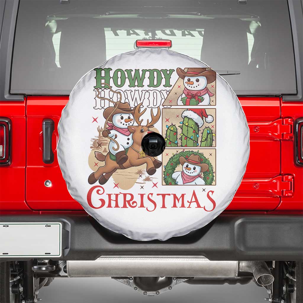 Funny Snowman Cowboy Howdy Christmas Spare Tire Cover Western Holiday Gift TS12 White Print Your Wear