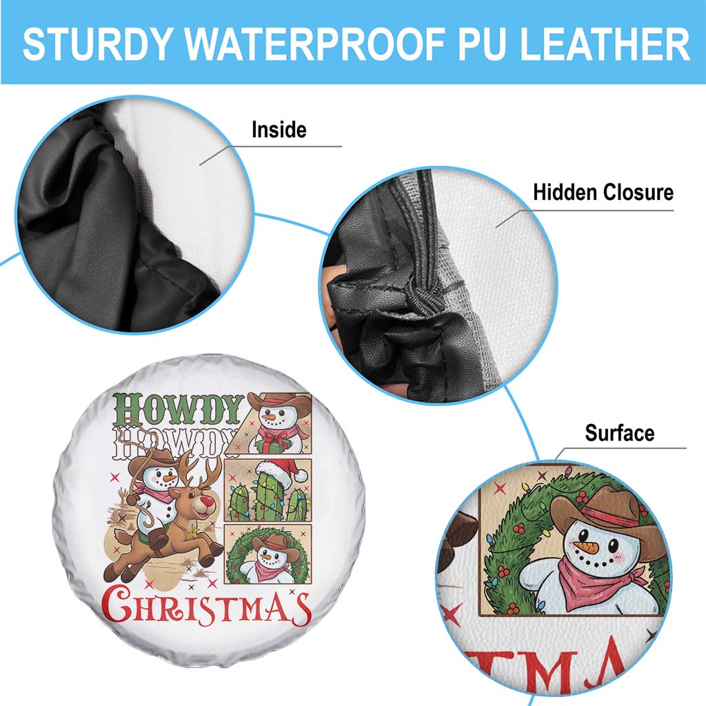 Funny Snowman Cowboy Howdy Christmas Spare Tire Cover Western Holiday Gift TS12 Print Your Wear