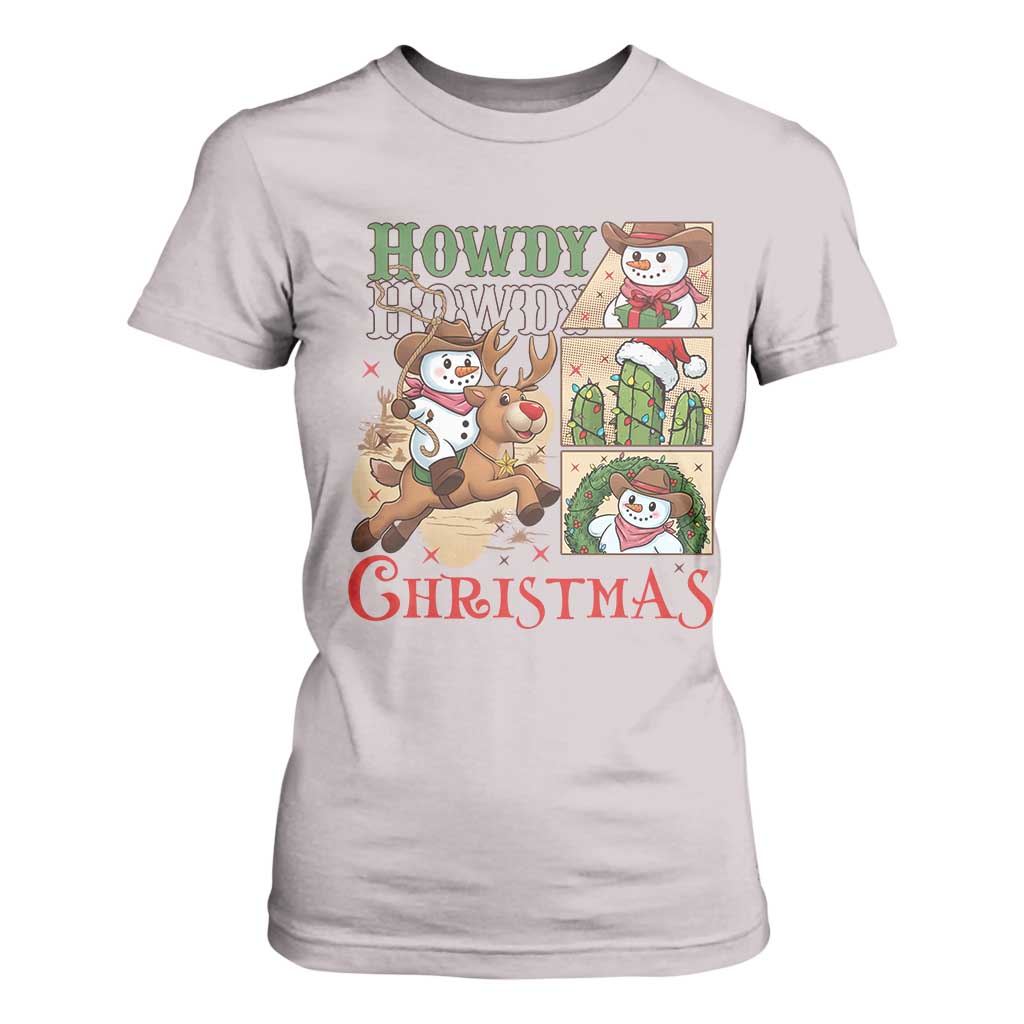 Funny Snowman Cowboy Howdy Christmas T Shirt For Women Western Holiday Gift TS12 Ice Gray Print Your Wear