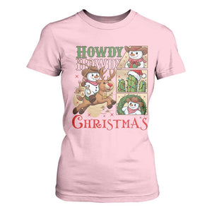Funny Snowman Cowboy Howdy Christmas T Shirt For Women Western Holiday Gift TS12 Light Pink Print Your Wear