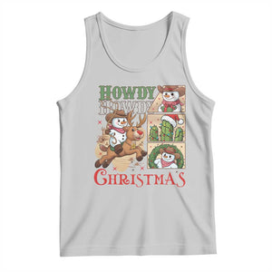 Funny Snowman Cowboy Howdy Christmas Tank Top Western Holiday Gift TS12 Ash Print Your Wear
